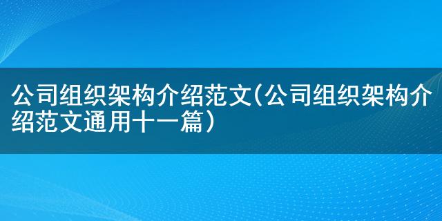 金沙网投公司组织架构介绍范文(公司组织架构介绍范文通用十一篇)